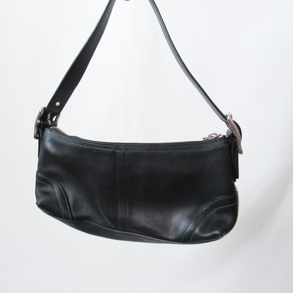 Coach Handbags - VINTAGE 90S COACH Leather Satchel Mini /Black W/ Green Stitching Chic & Sleek~